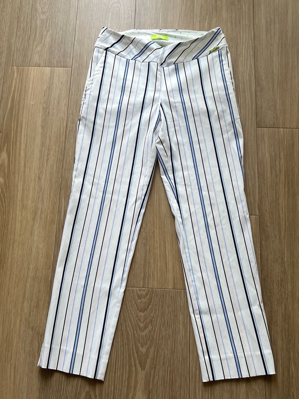 Swing Control Women's Size 8 Strip Printed Pull On Slim Ankle Stretch Golf Pants